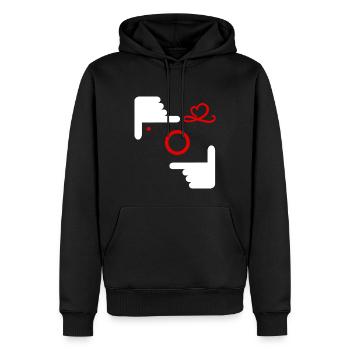fotograf fotografieren fotokamera selfie - Männer Premium Bio Hoodie - Schwarz - Vorne - Nico (187cm)