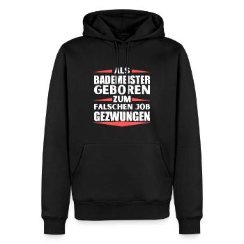 Bademeister im falschen Job gelandet - Männer Premium Bio Hoodie - Schwarz - Vorne - Nico (187cm)