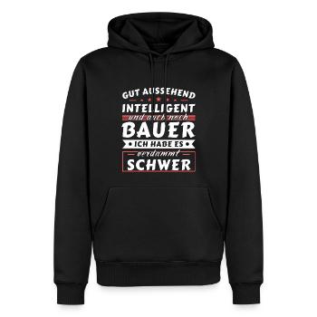 Gut aussehend intelligent - Bauer Edition - Männer Premium Bio Hoodie - Schwarz - Vorne - Nico (187cm)