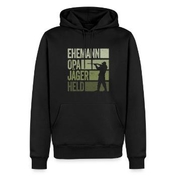 Ehemann Opa Jäger Held Rotwild Jagd Jagen Lustig - Männer Premium Bio Hoodie - Schwarz - Vorne - Nico (187cm)