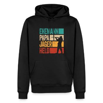 Ehemann Papa Jäger Held Rotwild Jagd Jagen Lustig - Männer Premium Bio Hoodie - Schwarz - Vorne - Nico (187cm)