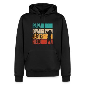 Papa Opa Jäger Held Rotwild Jagd Jagen Lustig - Männer Premium Bio Hoodie - Schwarz - Vorne - Nico (187cm)