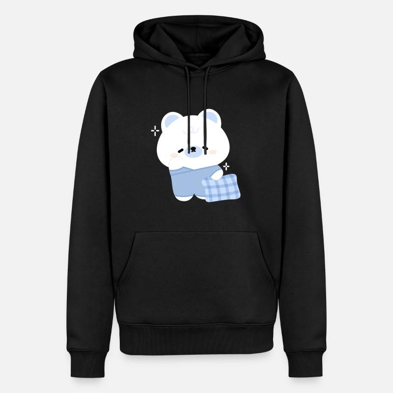 Verschlafener Eisbär - Männer Premium Bio Hoodie - Schwarz