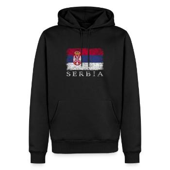 Serbie Drapeau serbe Drapeau serbe - Sweat à capuche Premium bio Homme - noir - Devant - Nico (187cm)