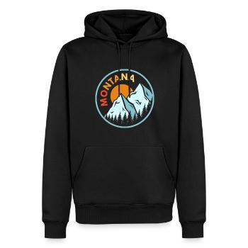 Sunset Montana Design für stolze Montaner - Männer Premium Bio Hoodie - Schwarz - Vorne - Nico (187cm)