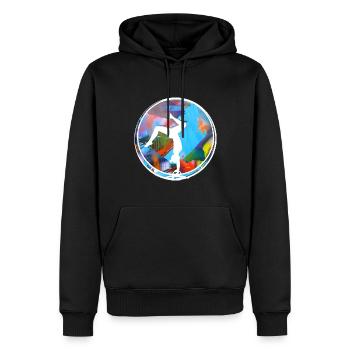 Rhönrad,Vélo,Tournoi, Sportif,Coloré,Graffiti - Sweat à capuche Premium bio Homme - noir - Devant - Nico (187cm)