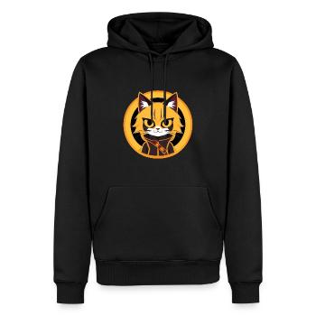 Orangefarbene und gelbe Anime-Katzenzeichnung - Männer Premium Bio Hoodie - Schwarz - Vorne - Nico (187cm)