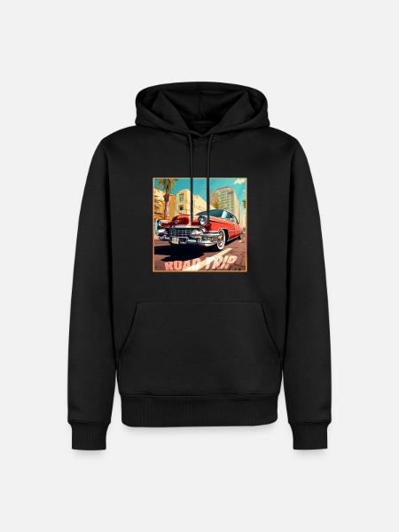 Road Trip,Car,America,Catoon Look - Men’s Premium Organic Hoodie - black