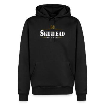 2 colors - Skinhead My Way of Life Skinheads - Männer Premium Bio Hoodie - Schwarz - Vorne - Nico (187cm)