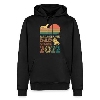 Teckel Teckel Papa Père depuis 2022 - Sweat à capuche Premium bio Homme - noir - Devant - Nico (187cm)