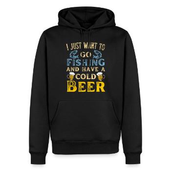 Pêche et pêche pour les amateurs de bière - Sweat à capuche Premium bio Homme - noir - Devant - Nico (187cm)
