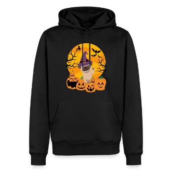 Süßer Mops Halloween Kostüm Hund - Männer Premium Bio Hoodie - Schwarz - Vorne - Nico (187cm)