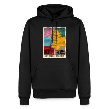 Pise Italie Ville Skyline Tower Timbre Coloré - Sweat à capuche Premium bio Homme - noir - Devant - Nico (187cm)