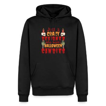Creepy drôle Halloween dicton designer - Sweat à capuche Premium bio Homme - noir - Devant - Nico (187cm)