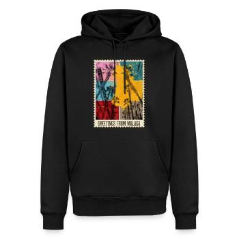 Malaga Spanien Stadt Skyline Briefmarke Bunt - Männer Premium Bio Hoodie - Schwarz - Vorne - Nico (187cm)