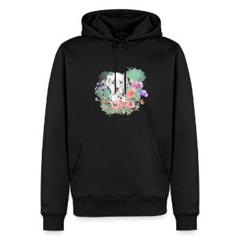 Dalmatiner Welpe Cottagecore Wasserfarben Blumen - Männer Premium Bio Hoodie - Schwarz - Vorne - Nico (187cm)
