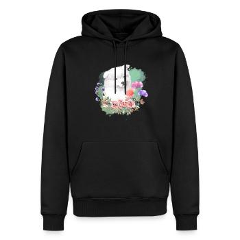 Samojede Cottagecore Wasserfarben Blumen - Männer Premium Bio Hoodie - Schwarz - Vorne - Nico (187cm)