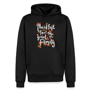 Merci pour ma famille Autumn Family Merci - Sweat à capuche Premium bio Homme - noir - Devant - Nico (187cm)