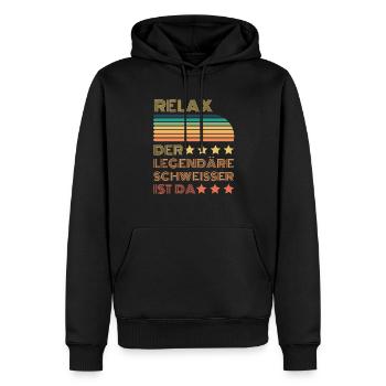 Relax der Legendäre Schweißer ist hier Retro - Männer Premium Bio Hoodie - Schwarz - Vorne - Nico (187cm)