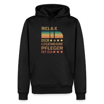 Relax der Legendäre Pfleger ist da Retro - Männer Premium Bio Hoodie - Schwarz - Vorne - Nico (187cm)