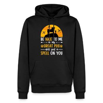 Mops Halloween Kostüm Hund - Männer Premium Bio Hoodie - Schwarz - Vorne - Nico (187cm)