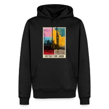 London England UK Stadt Skyline Briefmarke Bunt - Männer Premium Bio Hoodie - Schwarz - Vorne - Nico (187cm)