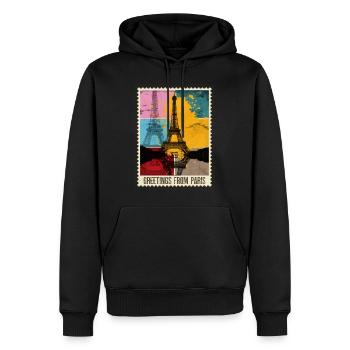 Paris Frankreich Stadt Skyline Briefmarke - Männer Premium Bio Hoodie - Schwarz - Vorne - Nico (187cm)