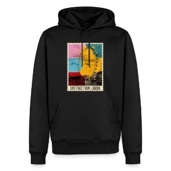 Londres Angleterre UK City Skyline Stamp Coloré - Sweat à capuche Premium bio Homme - noir - Devant - Nico (187cm)