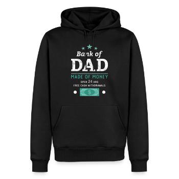 Bank von Papa - Männer Premium Bio Hoodie - Schwarz - Vorne - Nico (187cm)