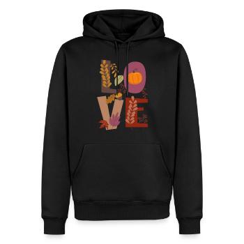 Amour Amour Automne Gratitude Citrouille - Sweat à capuche Premium bio Homme - noir - Devant - Nico (187cm)