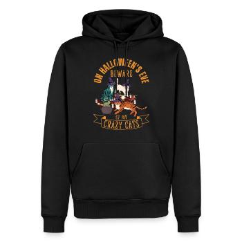 Chats d’Halloween mignons et effrayants - Sweat à capuche Premium bio Homme - noir - Devant - Nico (187cm)