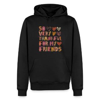 Merci pour mes amis Autumn Friendship Merci - Sweat à capuche Premium bio Homme - noir - Devant - Nico (187cm)