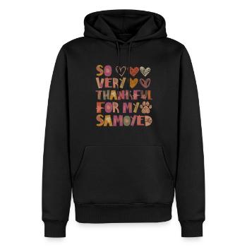 Thankful for my Samojede Hund Herbst Dankbarkeit - Männer Premium Bio Hoodie - Schwarz - Vorne - Nico (187cm)