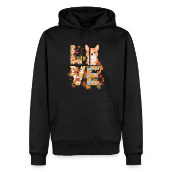 süßer Corgi Hund Herbst Dankbarkeit Liebe - Männer Premium Bio Hoodie - Schwarz - Vorne - Nico (187cm)