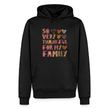 Merci pour ma famille Autumn Family Merci - Sweat à capuche Premium bio Homme - noir - Devant - Nico (187cm)