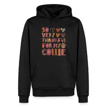 Reconnaissant pour ma gratitude d’automne Collie Dog - Sweat à capuche Premium bio Homme - noir - Devant - Nico (187cm)