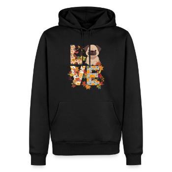 süßer Mops Hund Herbst Dankbarkeit Liebe - Männer Premium Bio Hoodie - Schwarz - Vorne - Nico (187cm)