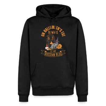 Mignon et effrayant chat d’Halloween bleu russe - Sweat à capuche Premium bio Homme - noir - Devant - Nico (187cm)