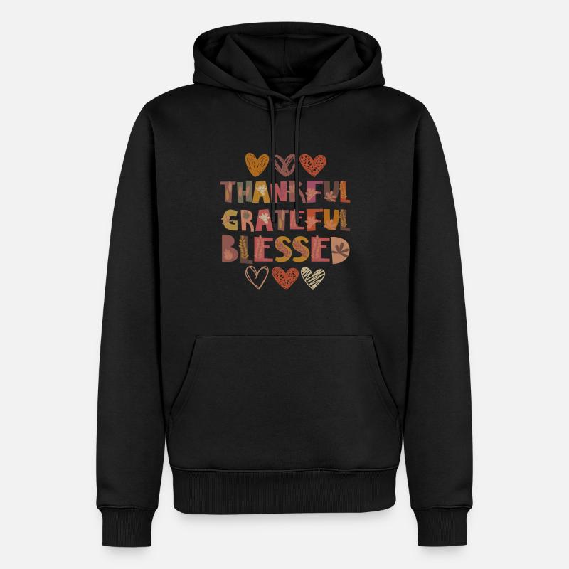 Thankful Grateful Blessed Herbst Dankbarkeit - Männer Premium Bio Hoodie - Schwarz