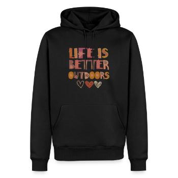 Wald Natur im Herbst Dankbarkeit Blätter - Männer Premium Bio Hoodie - Schwarz - Vorne - Nico (187cm)