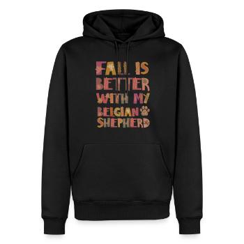 Reconnaissant pour le Berger Belge Autumn Grateful - Sweat à capuche Premium bio Homme - noir - Devant - Nico (187cm)