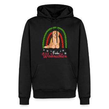 Doux Terrier Tibétain Noël - Sweat à capuche Premium bio Homme - noir - Devant - Nico (187cm)