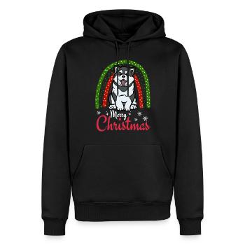 Weihnachten Süßer Husky Liebhaber Kawaii - Männer Premium Bio Hoodie - Schwarz - Vorne - Nico (187cm)