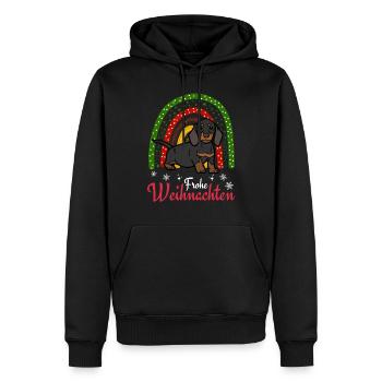 Mignon teckel Noël Puppy Kawaii - Sweat à capuche Premium bio Homme - noir - Devant - Nico (187cm)
