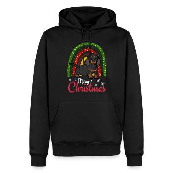 Mignon teckel Noël Puppy Kawaii - Sweat à capuche Premium bio Homme - noir - Devant - Nico (187cm)