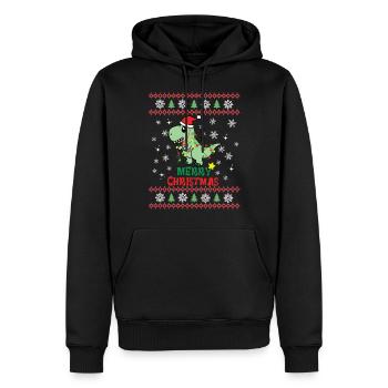 Noël Mignon Dinosaure Kawaii - Sweat à capuche Premium bio Homme - noir - Devant - Nico (187cm)