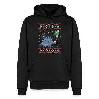 Weihnachten Süße Dinosaurier Kawaii - Männer Premium Bio Hoodie - Schwarz - Vorne - Nico (187cm)