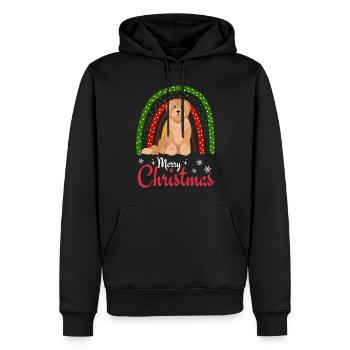 Doux Terrier Tibétain Noël - Sweat à capuche Premium bio Homme - noir - Devant - Nico (187cm)