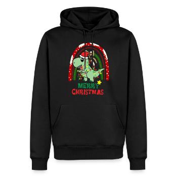 Dinosaure de Noël Kawaii - Sweat à capuche Premium bio Homme - noir - Devant - Nico (187cm)