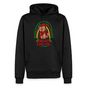 Weihnachten süße Katze kawaii - Männer Premium Bio Hoodie - Schwarz - Vorne - Nico (187cm)